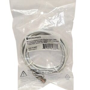 Monoprice Flexboot Cat5e Ethernet Patch Cable 11360 5ft White RJ45 UTP LAN Cord